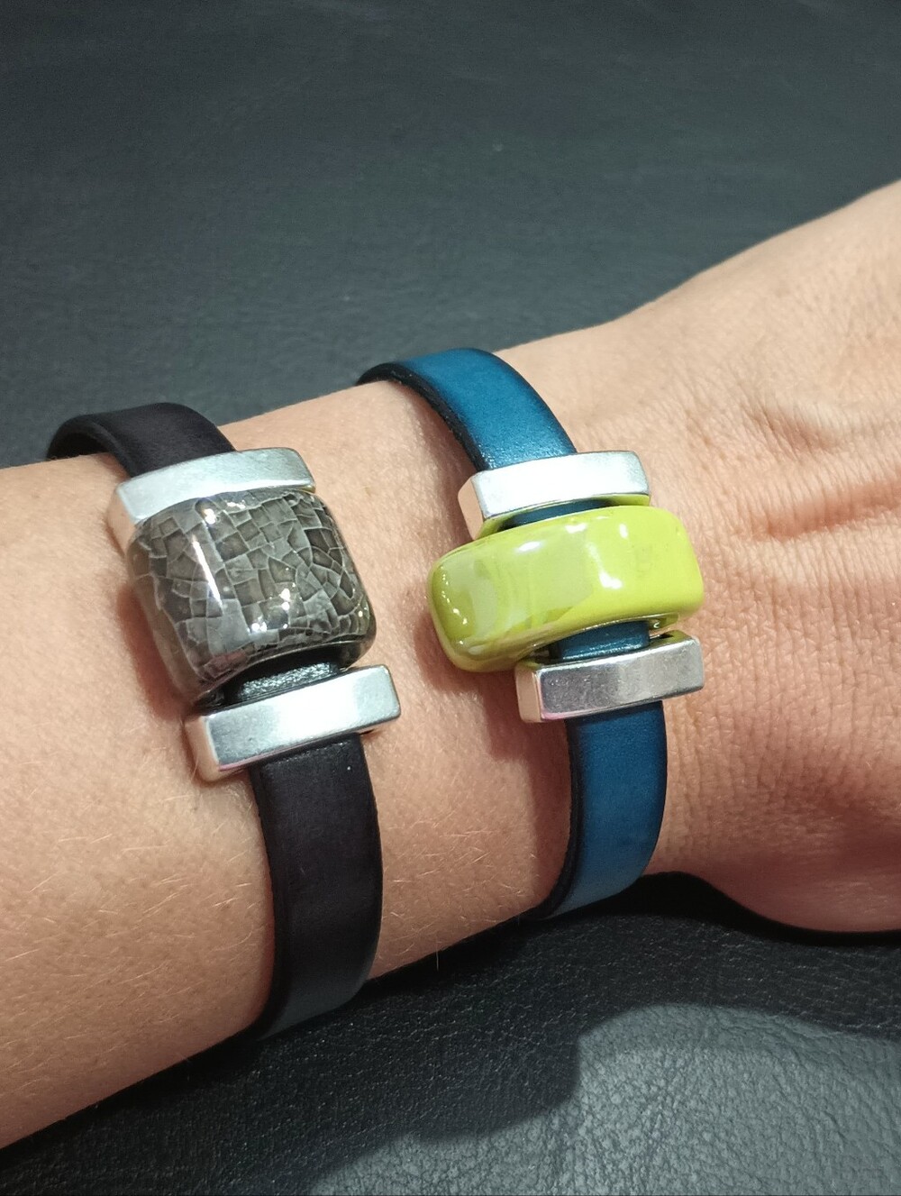 Set Of Italian Leather Bracelets